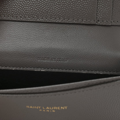 Saint Laurent Grain De Poudre Matelasse Chevron Monogram Flap Card Case Fog 7 of 9