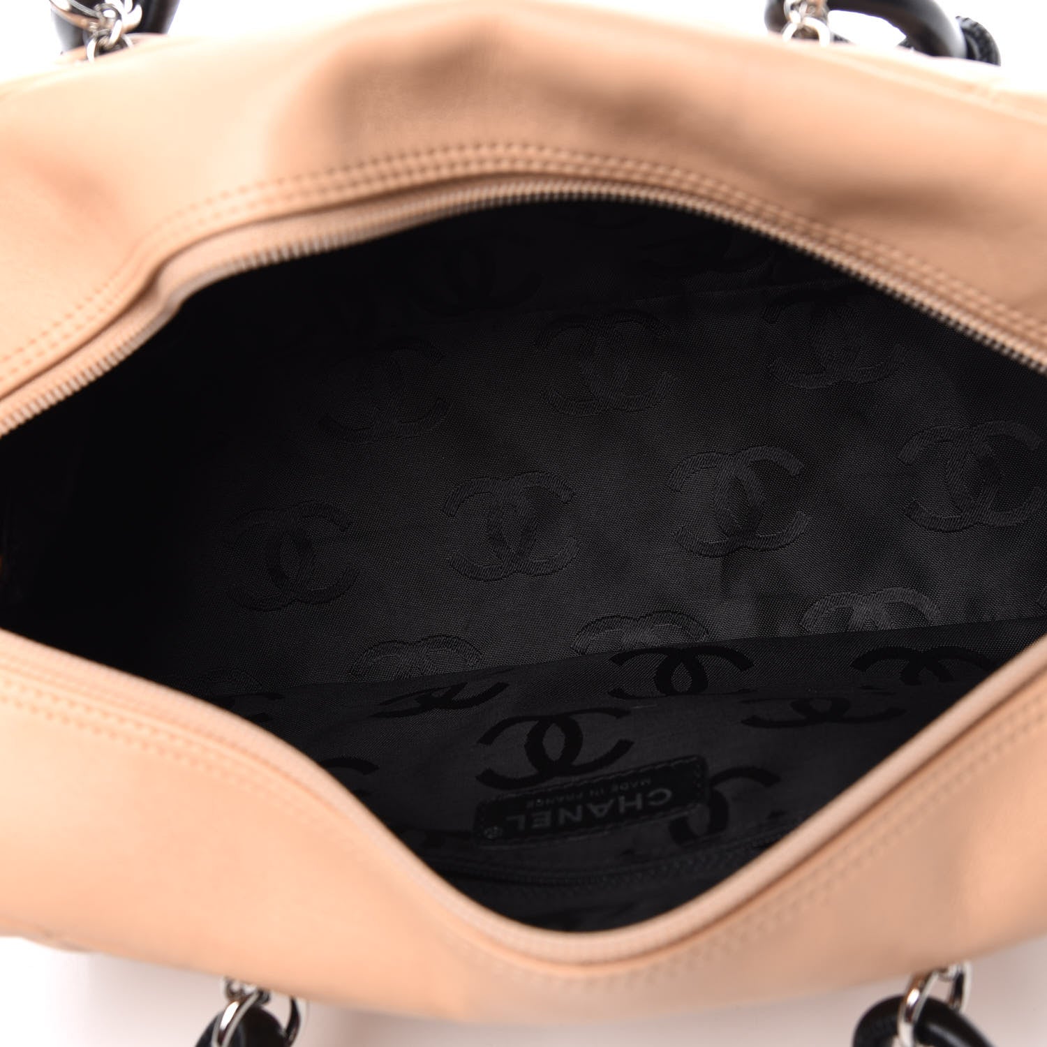 Chanel Calfskin Quilted Large Cambon Bowler Beige Black 5 of 13