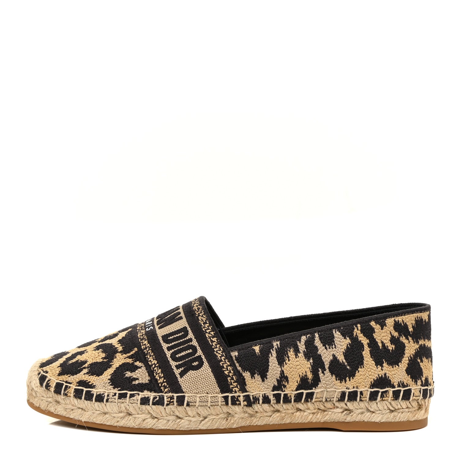 Christian Dior Cotton Embroidered Leopard Print Granville Espadrille 39 Natural 1 of 13