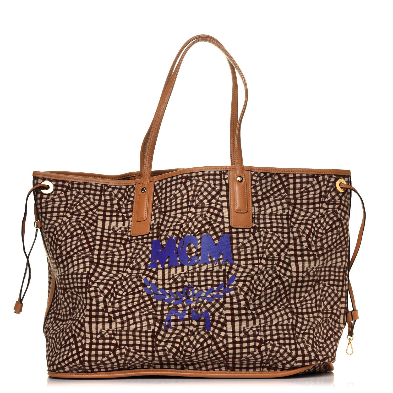 MCM Visetos Large Liz Reversible Shopper Tote Cognac 4 of 7