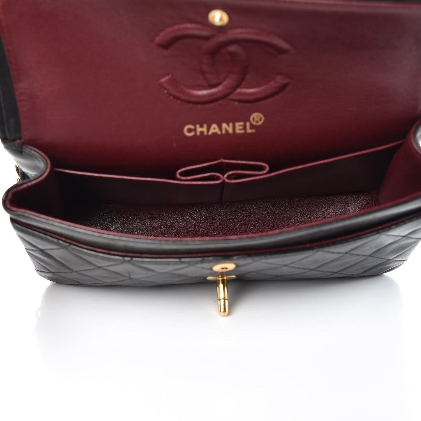 Lambskin Quilted Small Double Flap Black