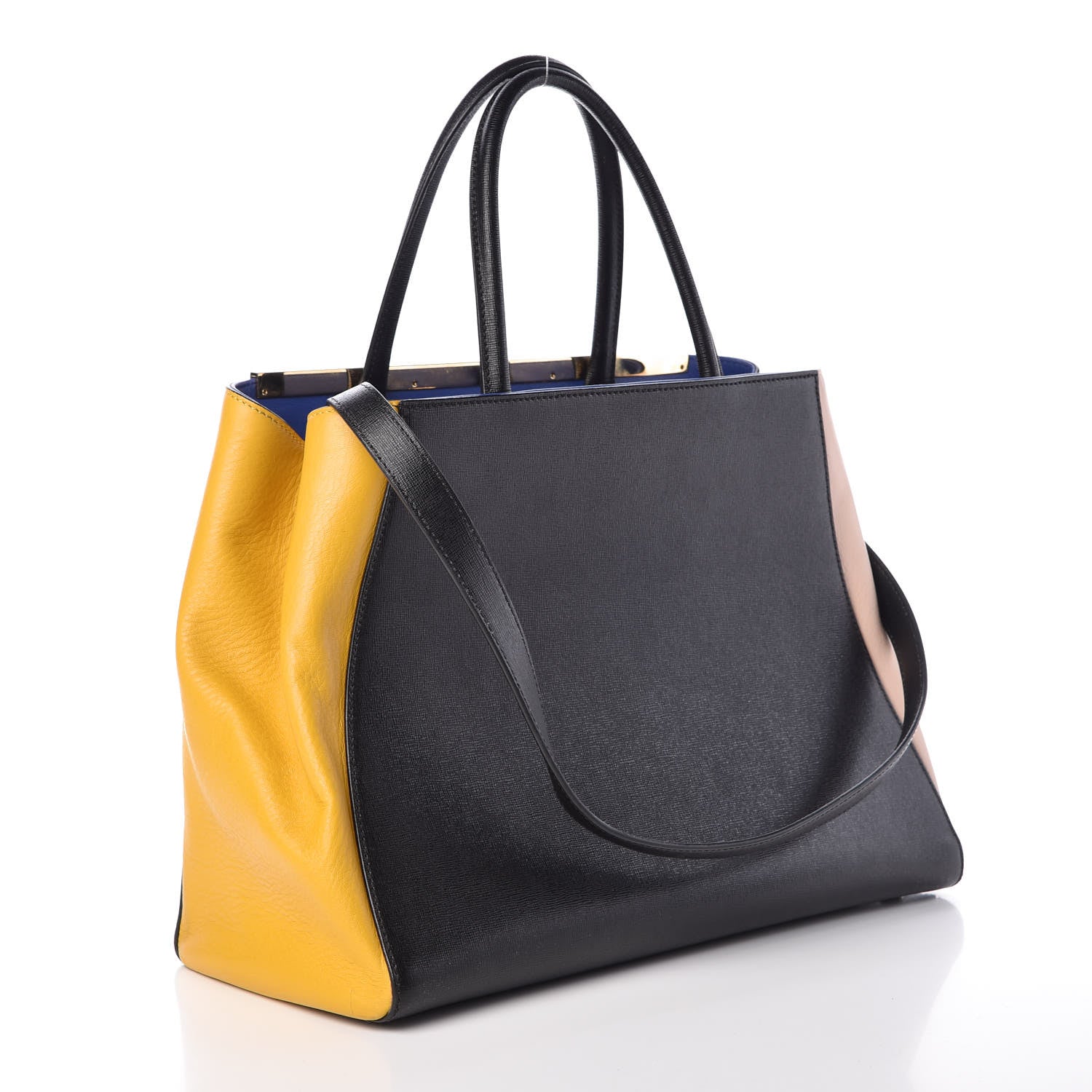 Fendi Vitello Elite Bi-Color Regular 2Jours Tote Black 3 of 8