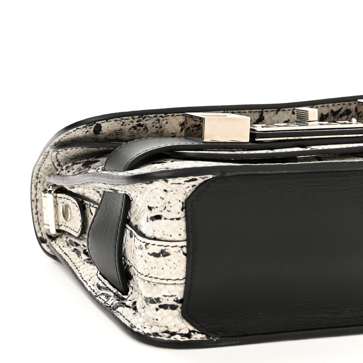 Proenza Schouler Calfskin Snake Embossed Mini PS11 Classic Shoulder Bag Optic White Black 9 of 10