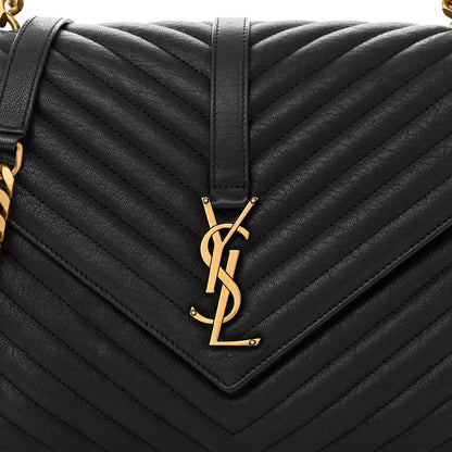 Saint Laurent Sheepskin Matelasse Chevron Monogram Large College Satchel Black 8 of 10