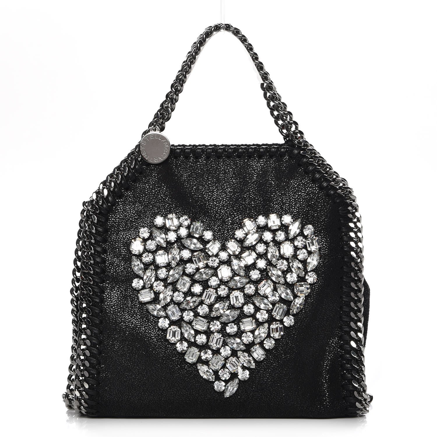 Stella McCartney Shaggy Deer Crystal Stones Heart Tiny Falabella Tote Black 1 of 8