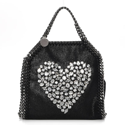 Stella McCartney Shaggy Deer Crystal Stones Heart Tiny Falabella Tote Black 1 of 8