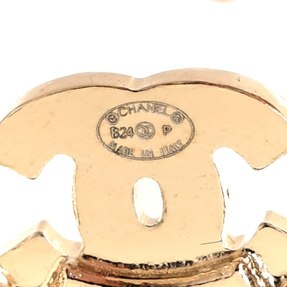 Chanel Metal Crystal CC Rope Hoop Earrings Gold 4 of 5