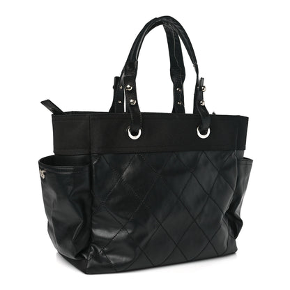 Chanel Coated Canvas Quilted Large Paris Biarritz Tote Black 4 of 10