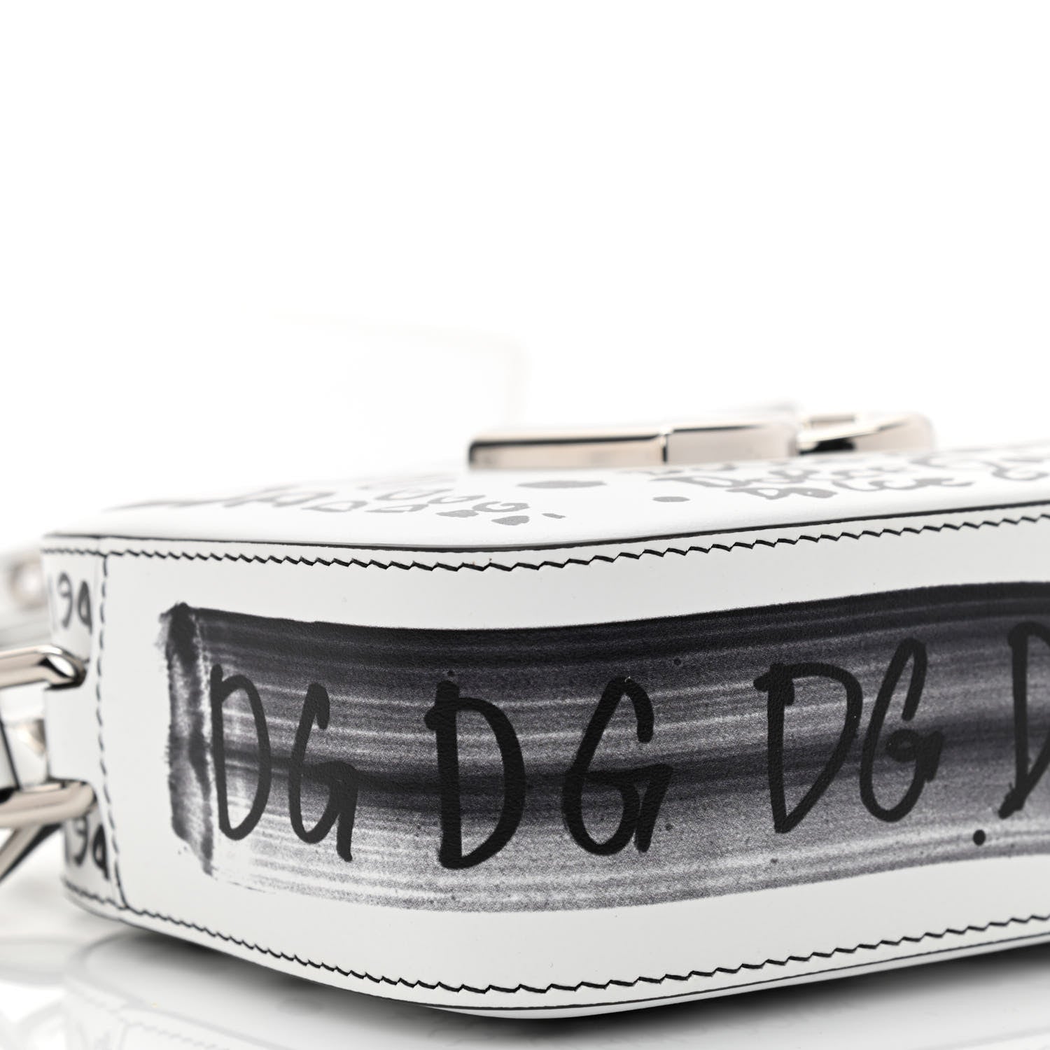 Dolce & Gabbana Calfskin DG Graffiti Print Camera Crossbody White 8 of 9
