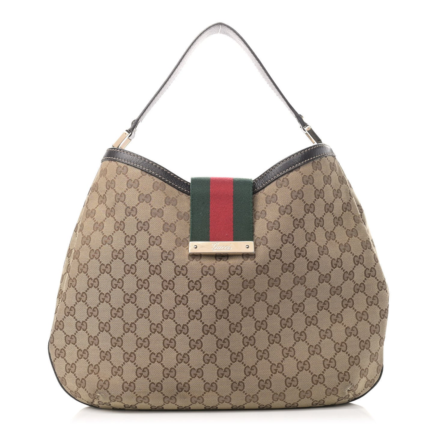 Monogram Large New Ladies Web Hobo Dark Brown