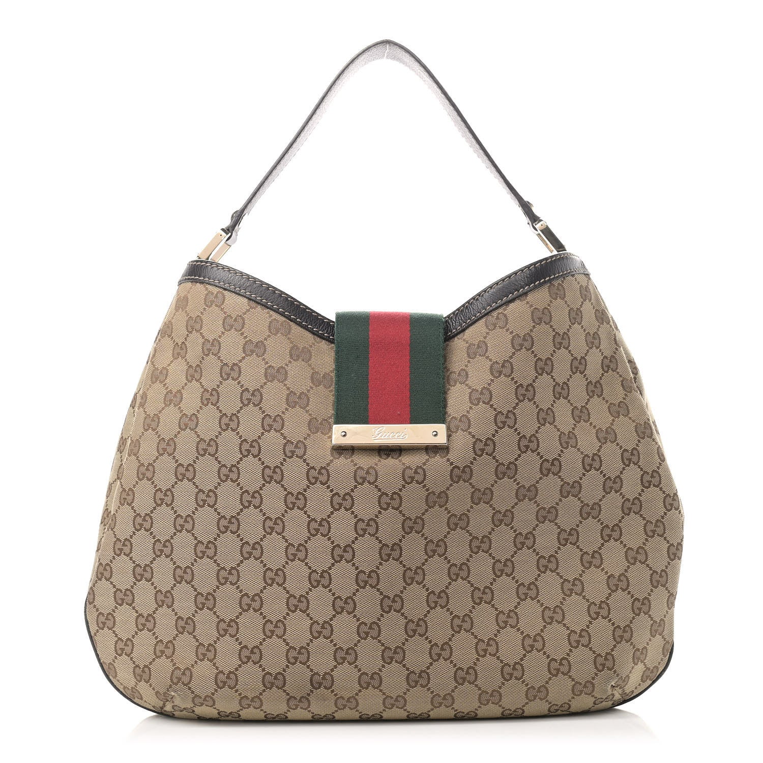 Gucci Monogram Large New Ladies Web Hobo Dark Brown 1 of 21