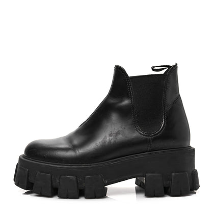 Prada Spazzolato Rois Monolith Chelsea 55mm Ankle Boots 36 Black 1 of 8