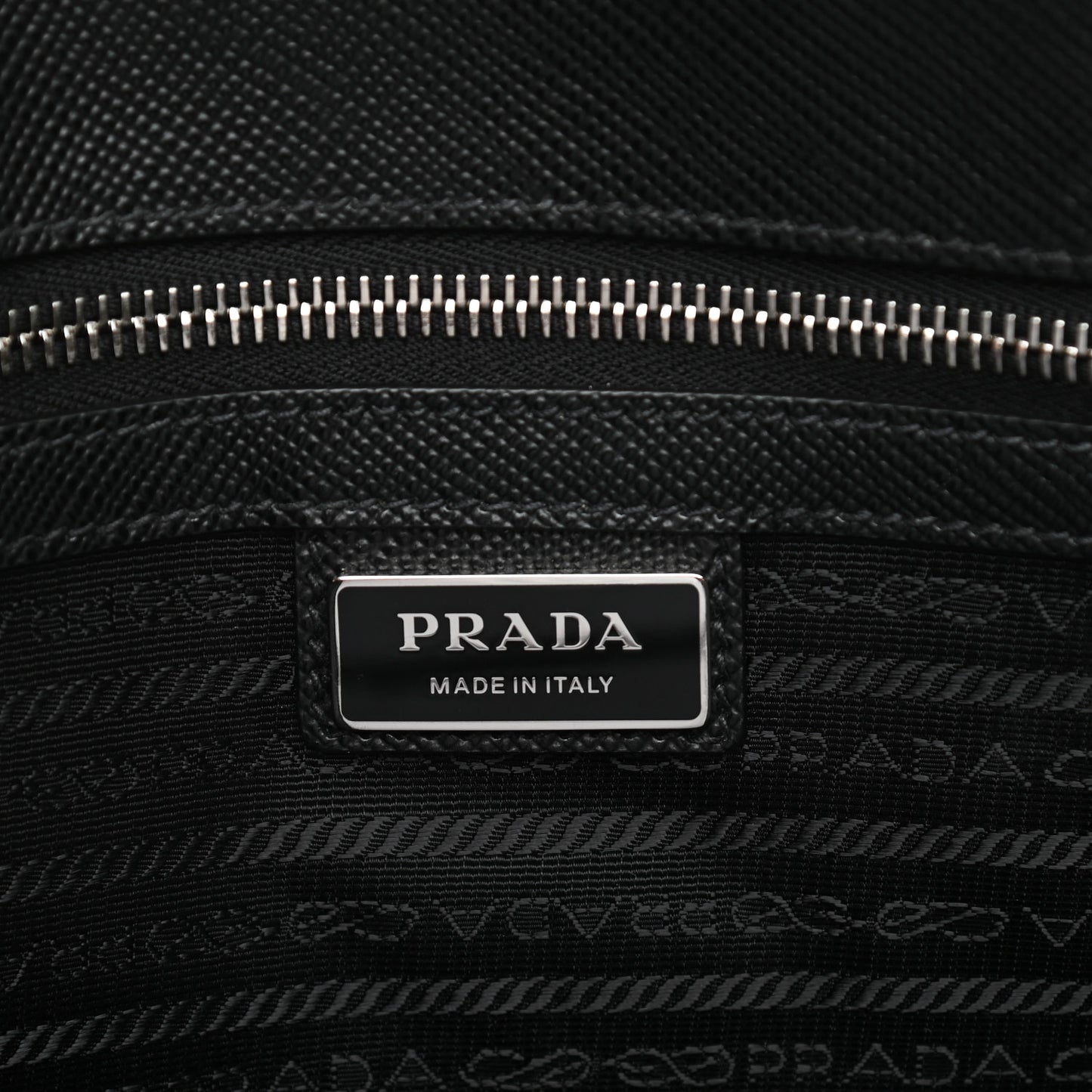 Saffiano Cuir Triangle Logo Embossed Vertical Tote Black