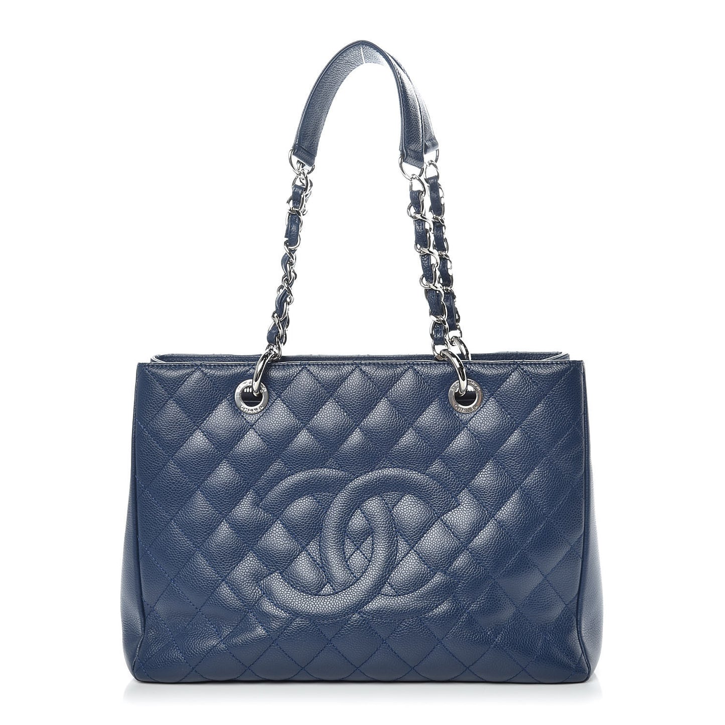 Caviar Quilted Grand Shopping Tote GST Dark Navy Blue