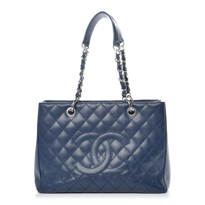 Chanel Caviar Quilted Grand Shopping Tote GST Dark Navy Blue 1 of 17