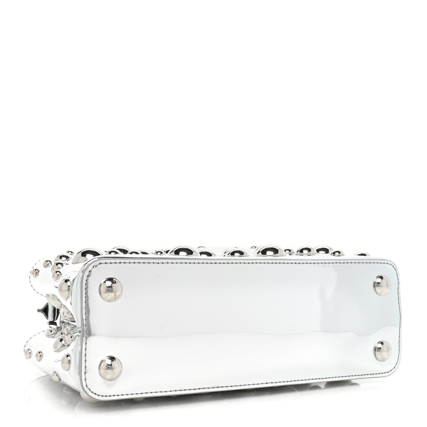 LV X YK Metallic Taurillon Brass Metal Dots Capucines BB Silver