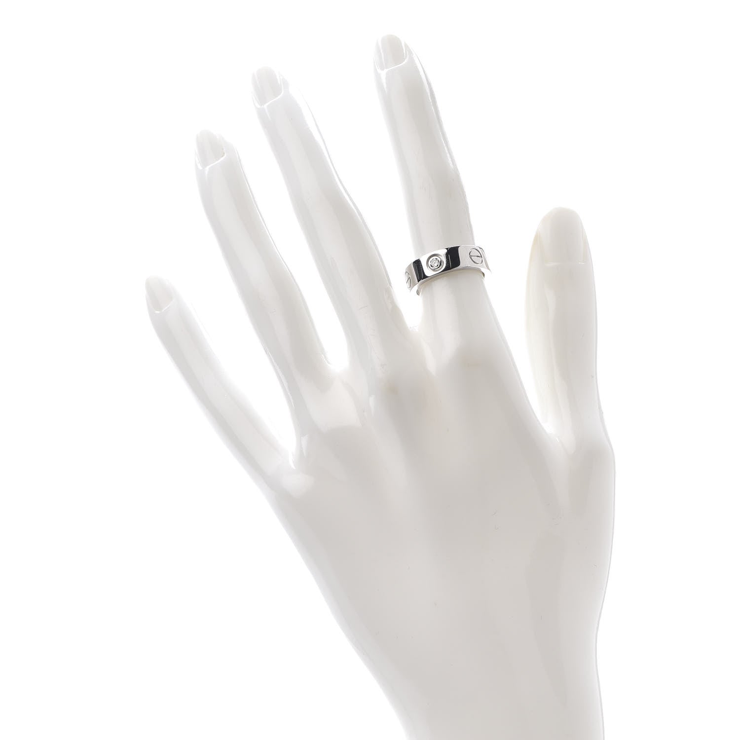 Cartier 18K White Gold 3 Diamond 5.5mm LOVE Ring 48 4.5 2 of 4
