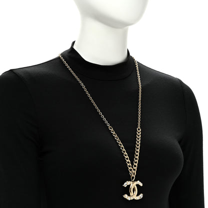 Chanel Crystal Pearl CC Pendant Necklace Gold 2 of 5