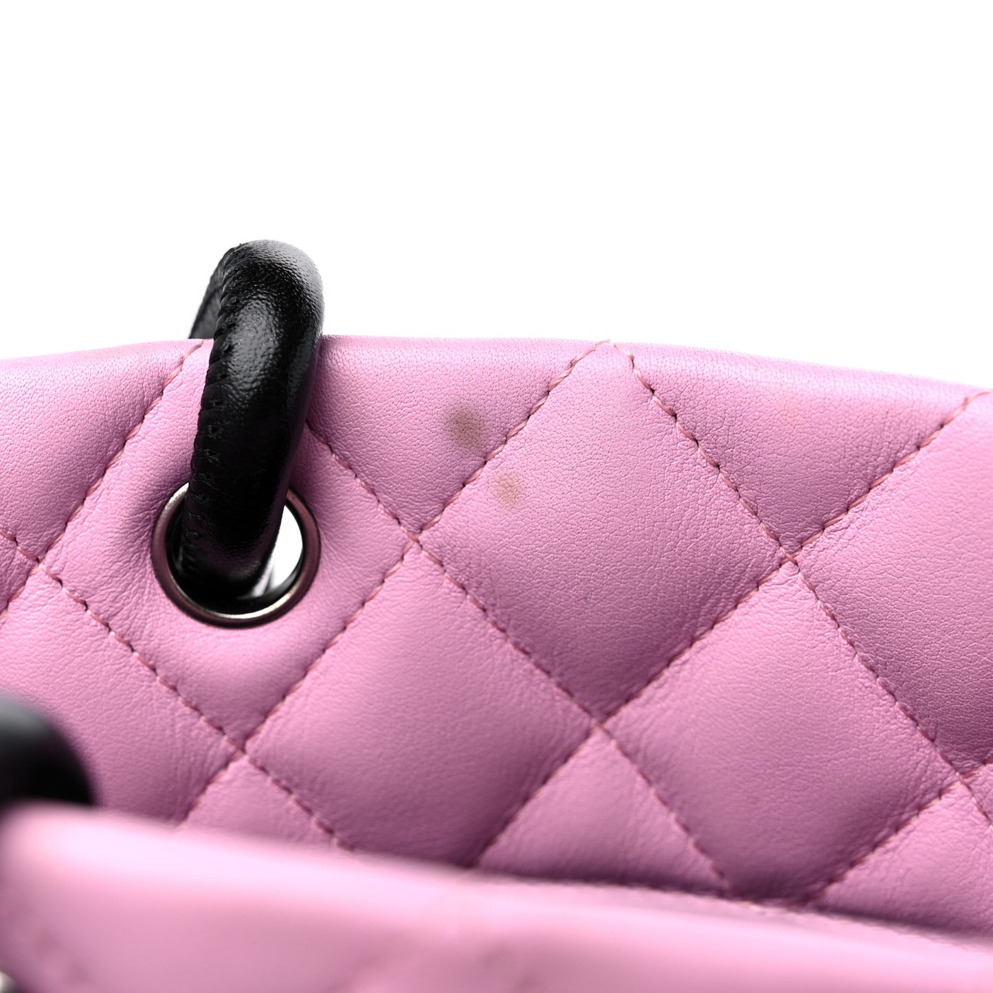 Calfskin Quilted Small Cambon Tote Pink Black