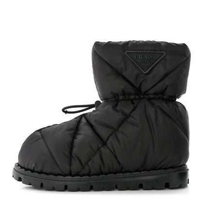 Prada Re-Nylon Piuma Triangle Logo Padded Drawcord 20mm Snow Boots 36 Black 1 of 8