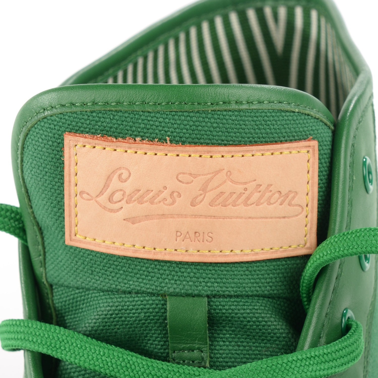 Louis Vuitton Canvas Leather High Top Sneakers 8 Green 8 of 8