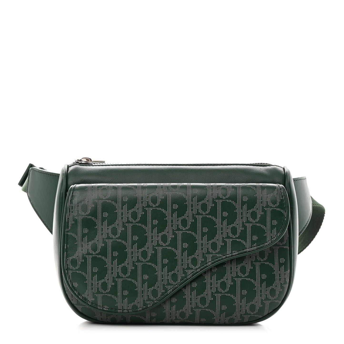 Galaxy Calfskin Oblique World Tour Saddle Belt Bag Green