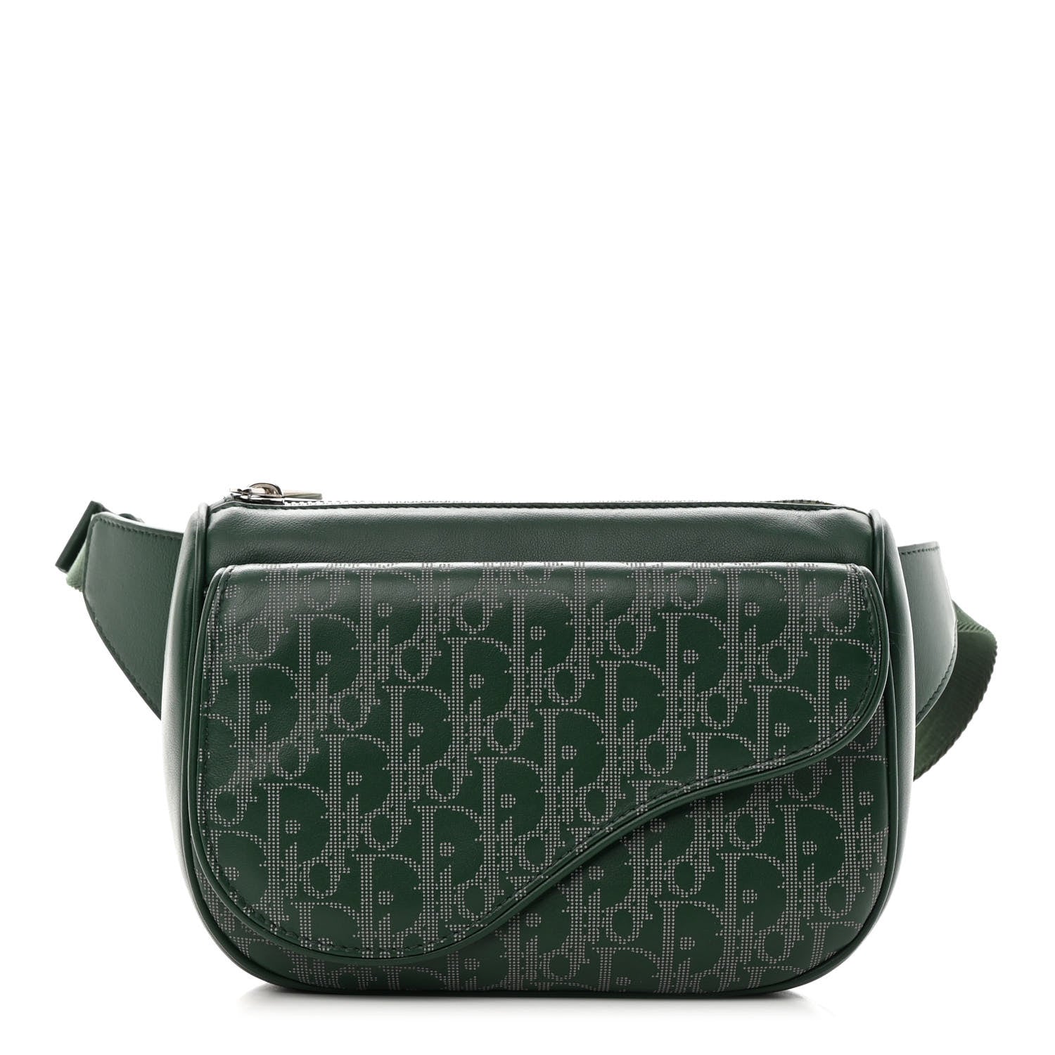 Christian Dior Galaxy Calfskin Oblique World Tour Saddle Belt Bag Green 1 of 11