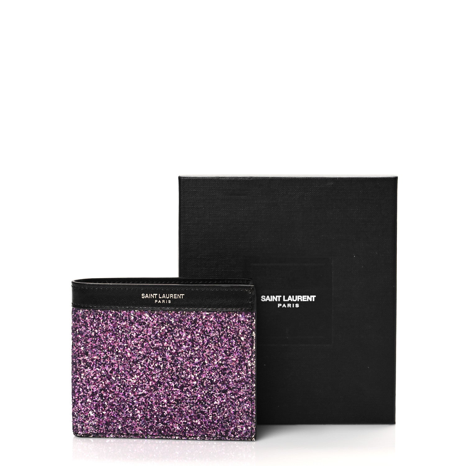 Saint Laurent Calfskin Sequin Bifold Wallet Pink 7 of 7