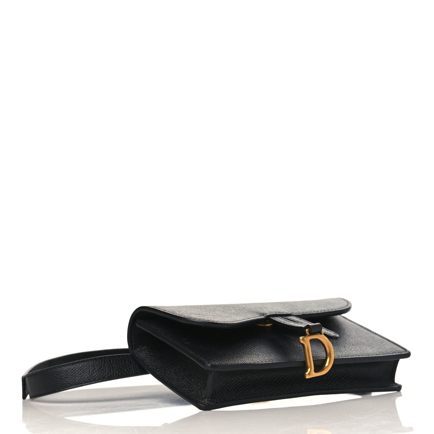 Grained Calfskin Saddle Belt Bag Black