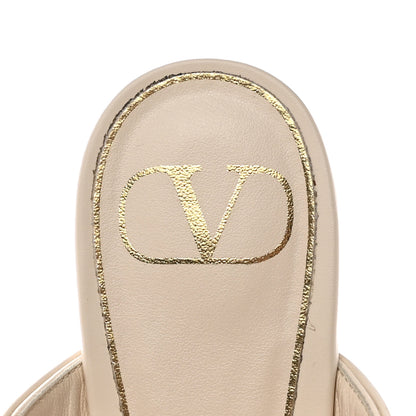 Valentino Garavani Calfskin Roman Stud Flat Mules 37.5 Light Ivory 7 of 15