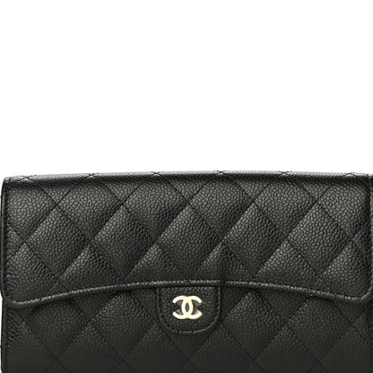 Chanel Caviar Quilted Large Gusset Flap Wallet Black 9 of 11