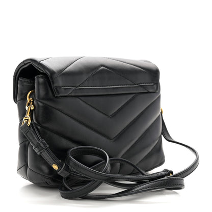 Saint Laurent Calfskin Y Quilted Monogram Toy Loulou Crossbody Bag Black 3 of 12