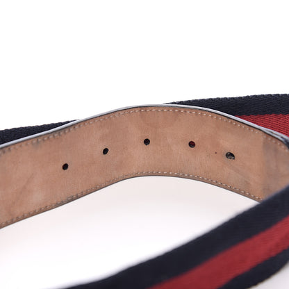 Gucci Nylon Calfskin Double G Web 40mm Belt 110 44 Blue Red Black 5 of 7