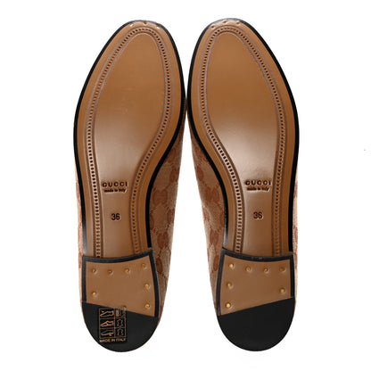 Gucci Canvas GG Monogram Horsebit Womens Jordaan Loafers 36 Beige Ruggine 5 of 9