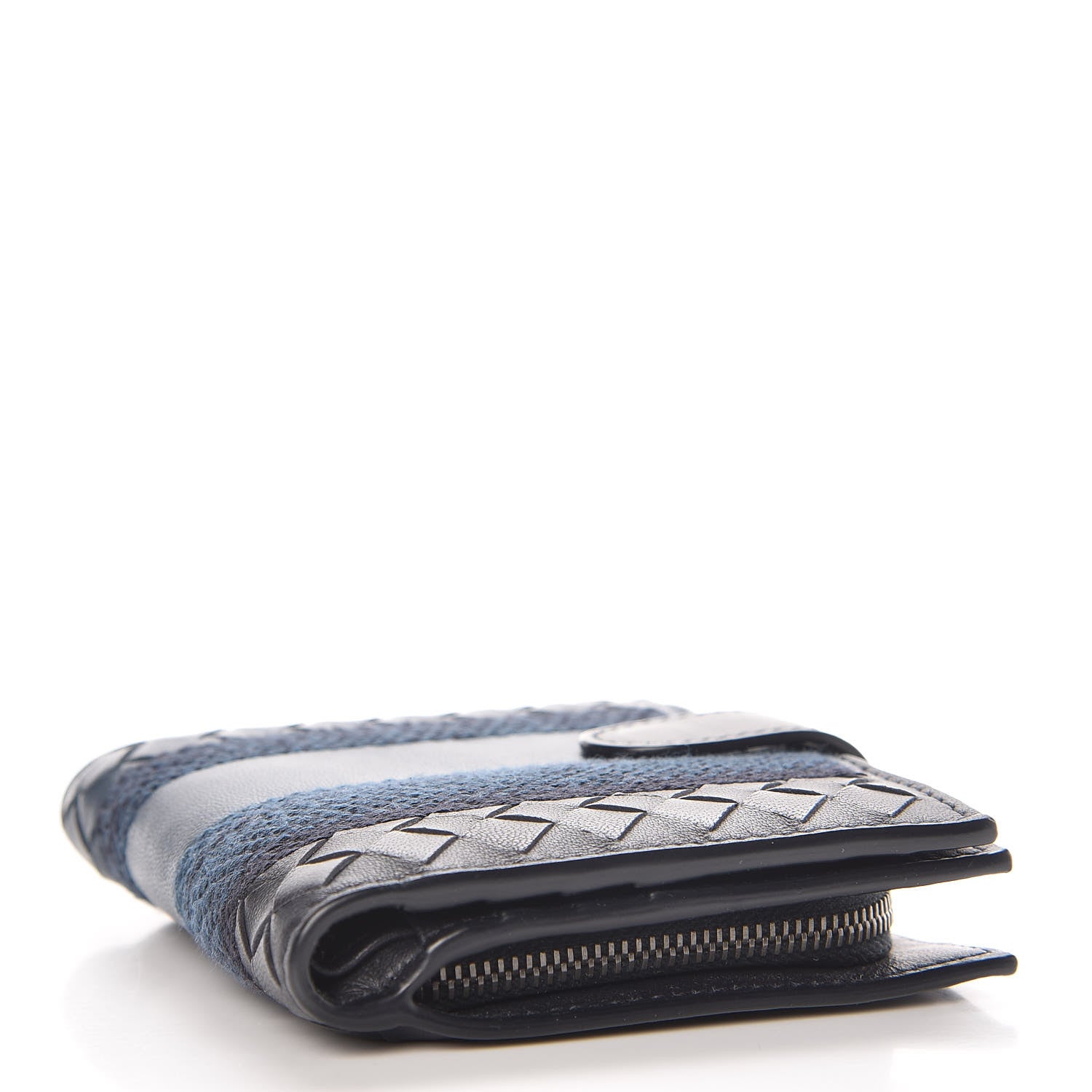 Bottega Veneta Nappa Intrecciato Stitched French Flap Wallet Tourmaline Denim Krim 4 of 7