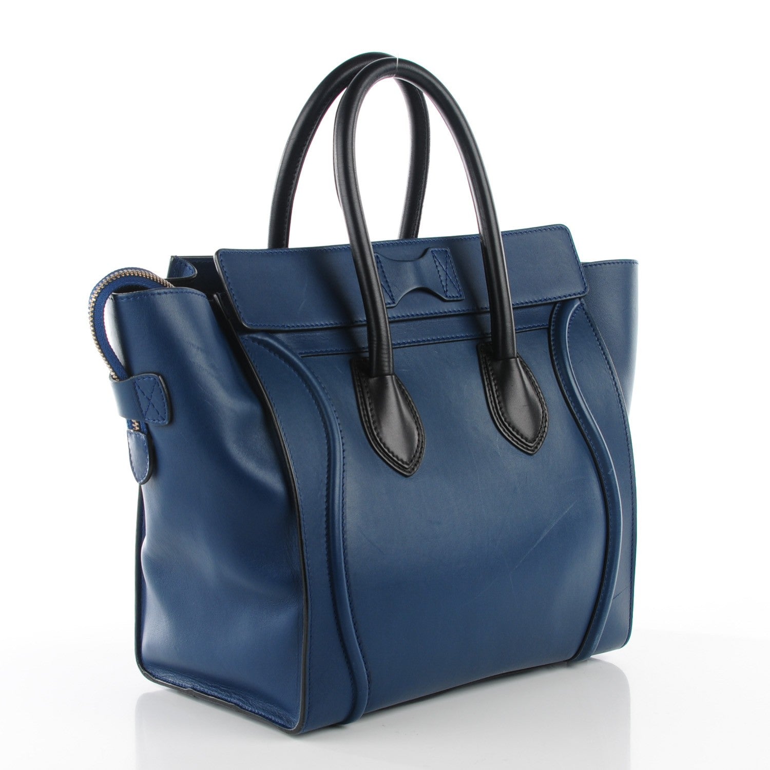 Celine Smooth Calfskin Mini Bi Color Luggage Ocean Blue 4 of 10