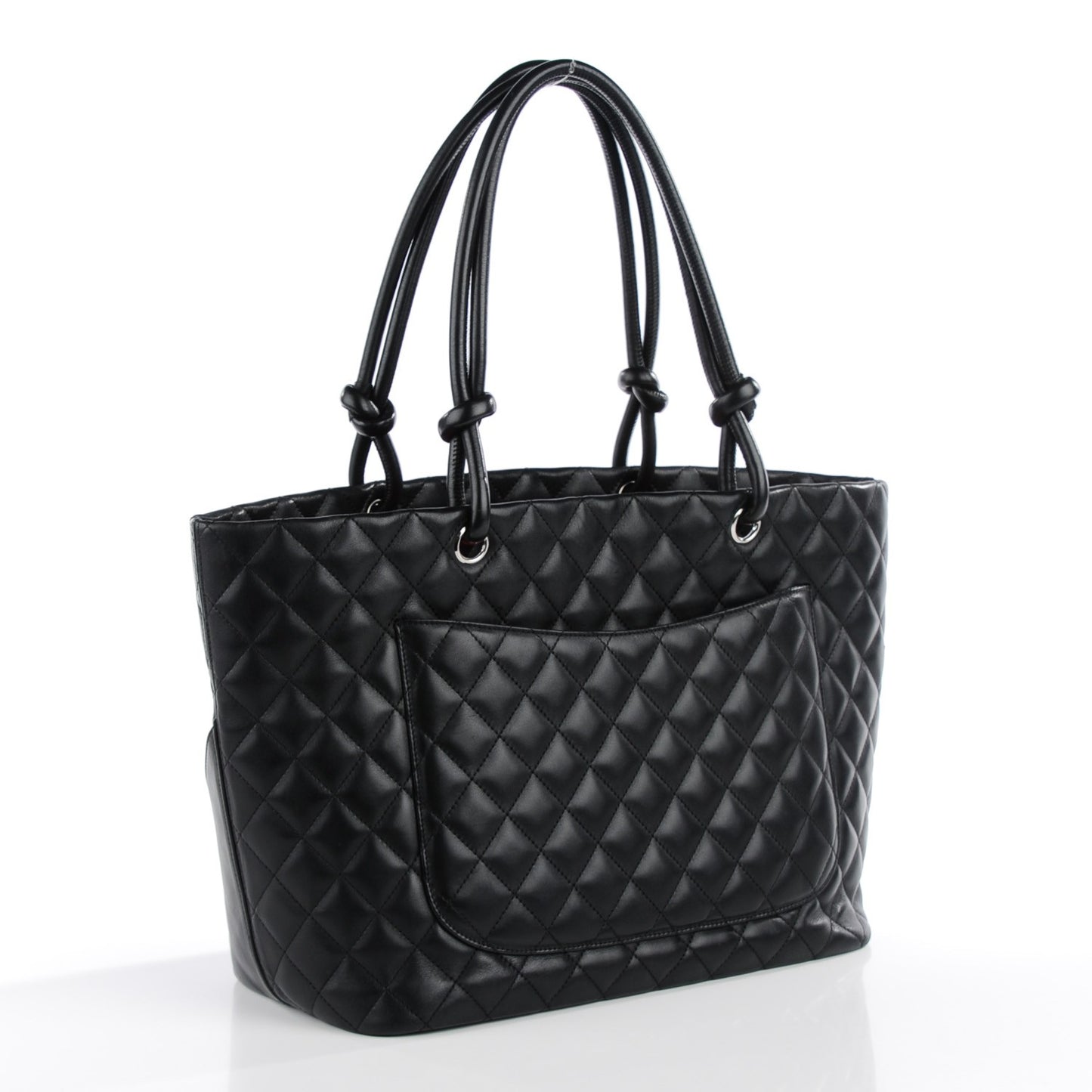 Calfskin Quilted Large Cambon Tote Black