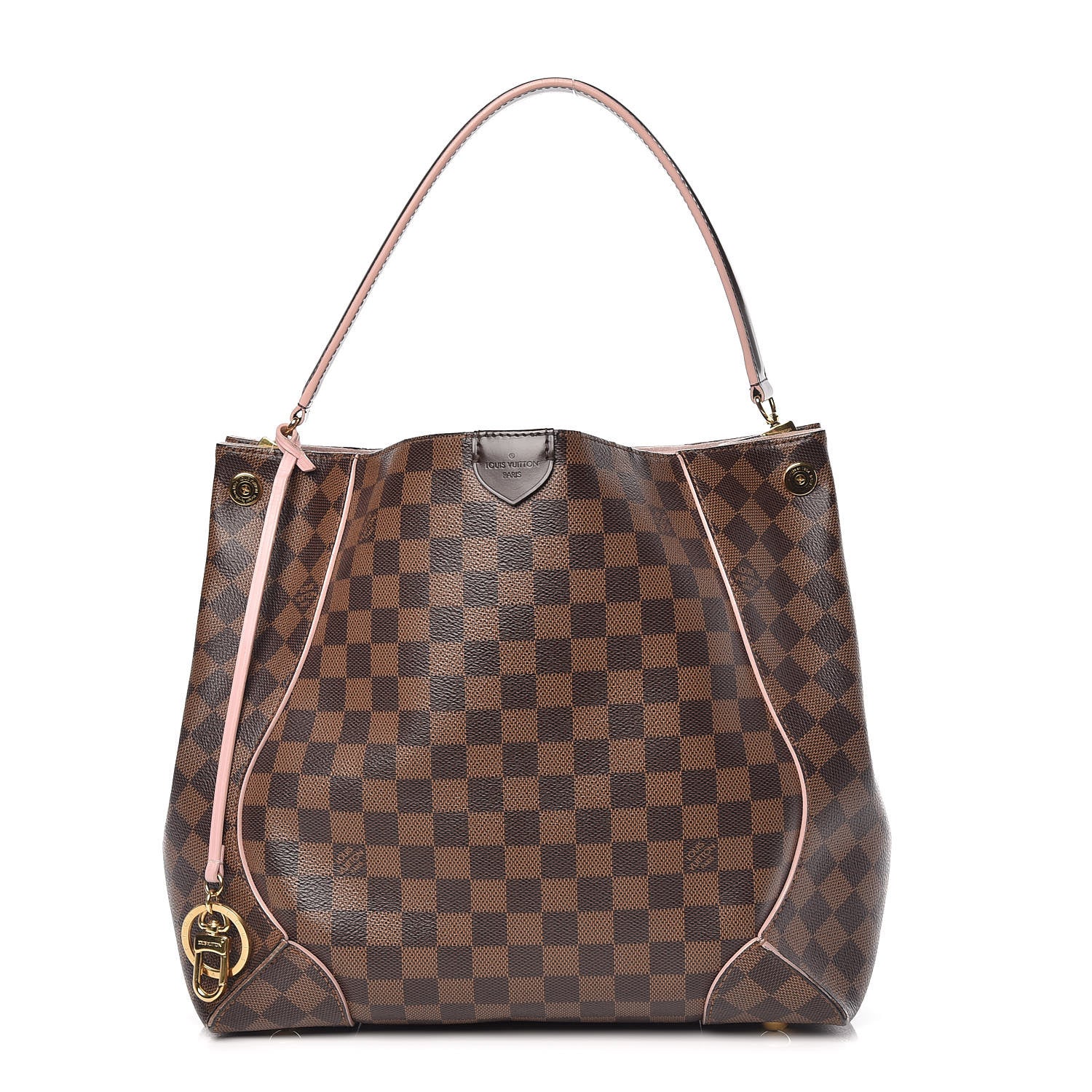 Louis Vuitton Damier Ebene Caissa Hobo Rose Ballerine 1 of 18