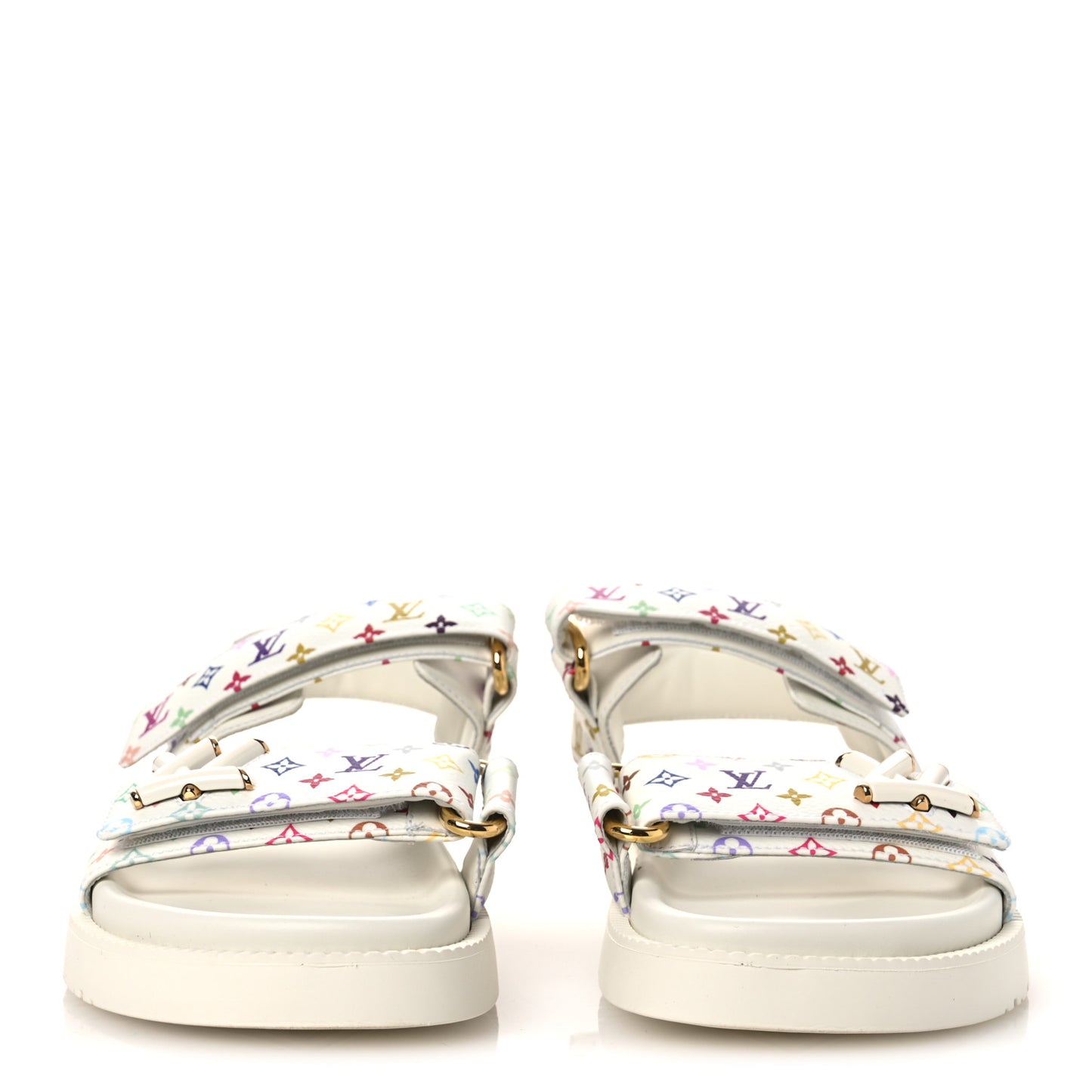 LV X TM Monogram Multicolor Sunset Flat Sandals 37 White