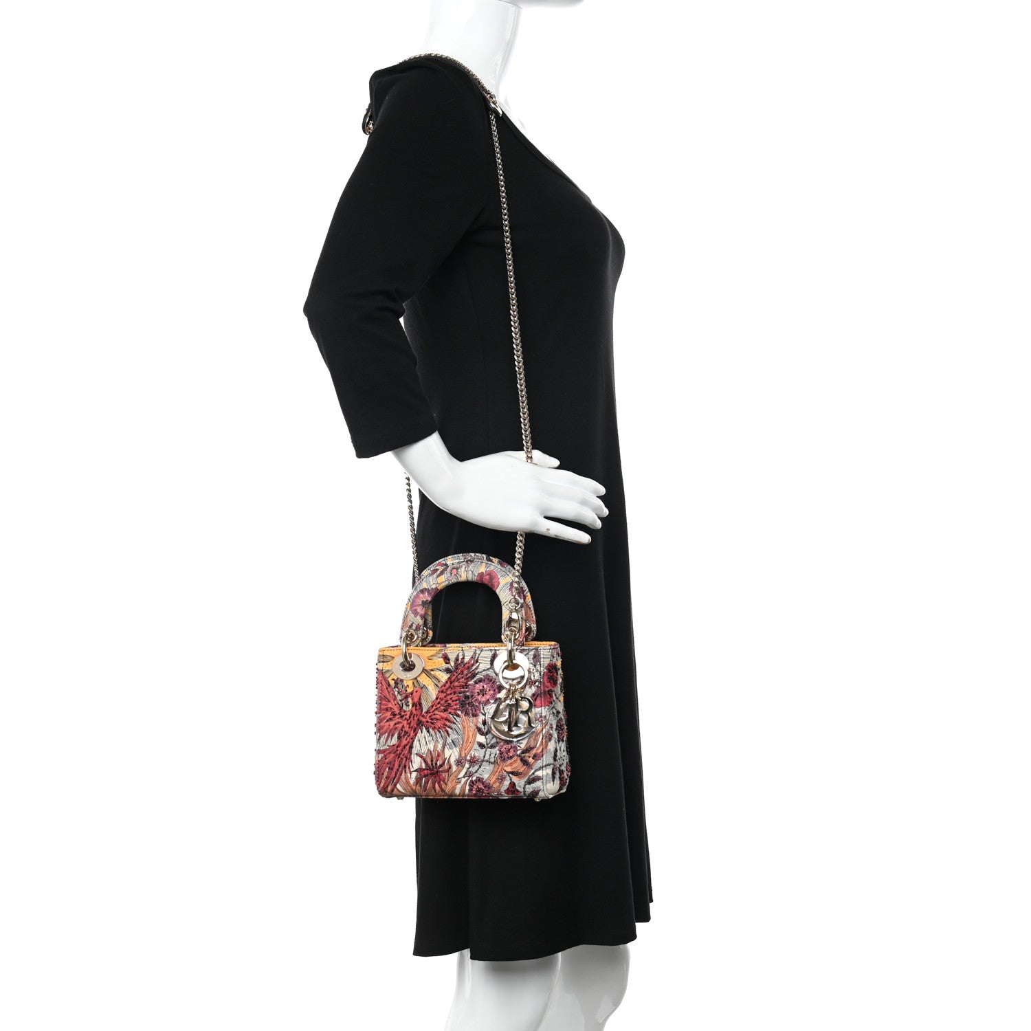 Christian Dior Embroidered Phoenix Mini Lady Dior Red Multicolor 2 of 9