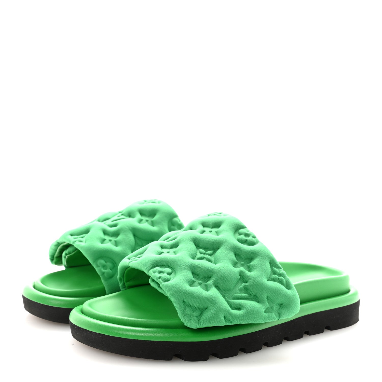 Louis Vuitton Technical Fabric Embossed Monogram Pool Pillow Comfort Mules 36 Green 4 of 9