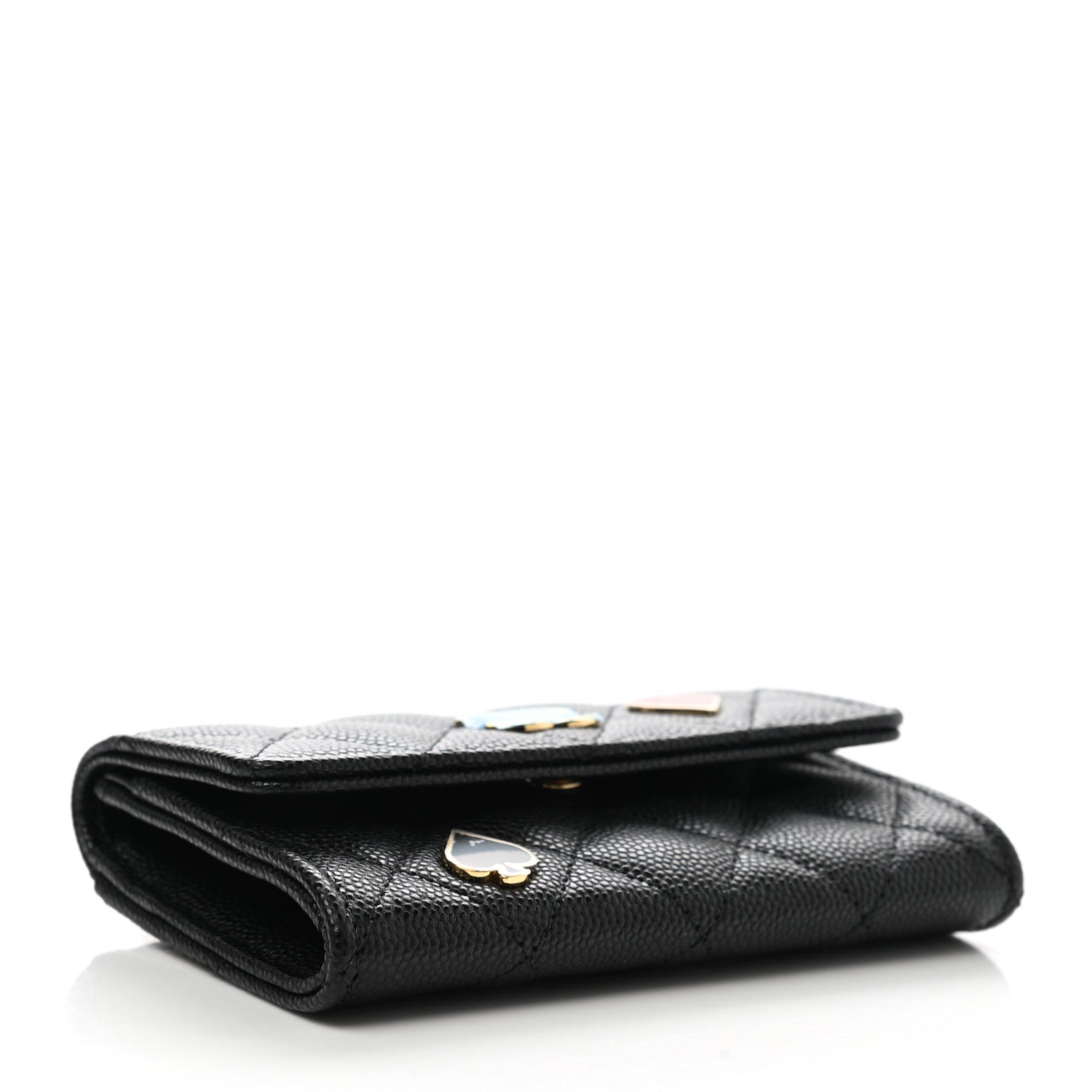 Chanel Caviar Quilted Enamel Coco Casino Flap Card Holder Wallet Black 4 of 9