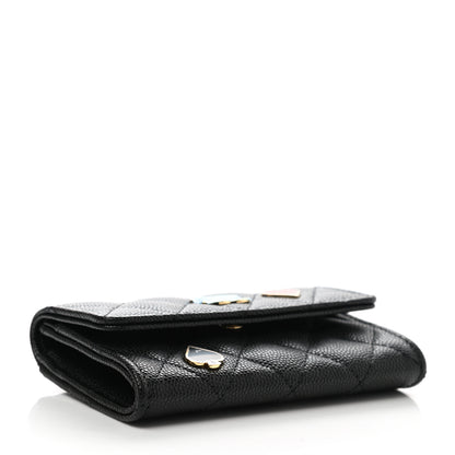 Chanel Caviar Quilted Enamel Coco Casino Flap Card Holder Wallet Black 4 of 9