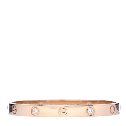 Cartier 18K Yellow Gold 4 Diamond LOVE Bracelet 17 3 of 6