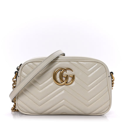 Gucci Calfskin Matelasse Small GG Marmont Chain Shoulder Bag White 1 of 10