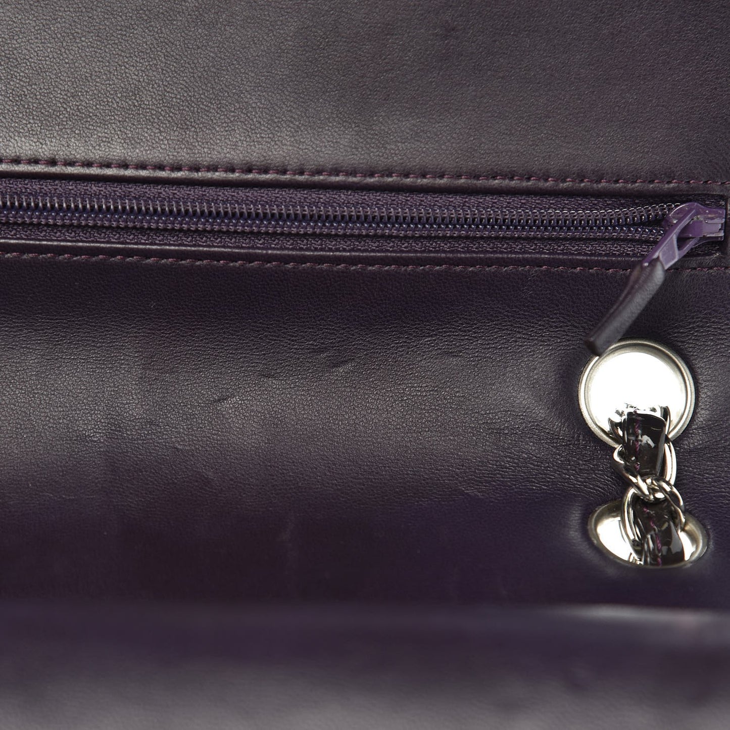 Patent Quilted Medium Double Flap Purple