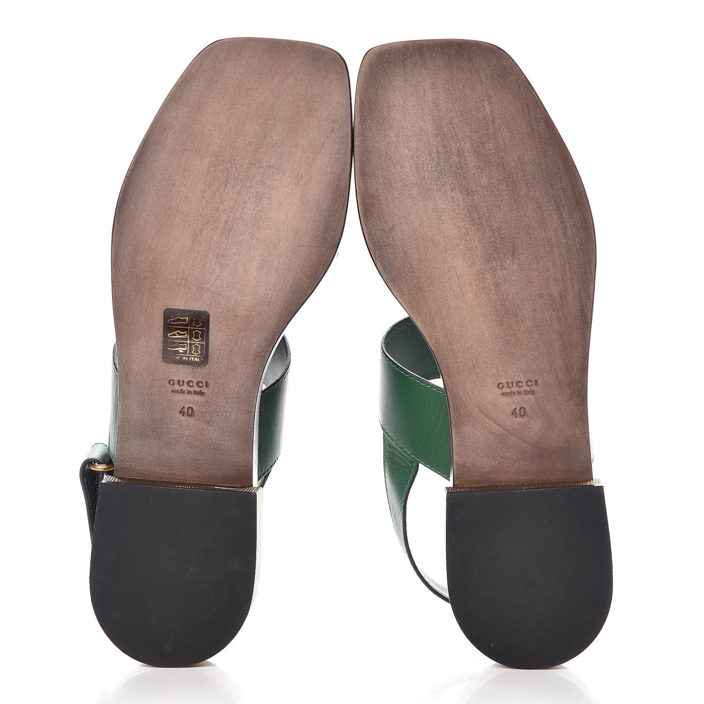 Calfskin Sandals 40 Gold Green