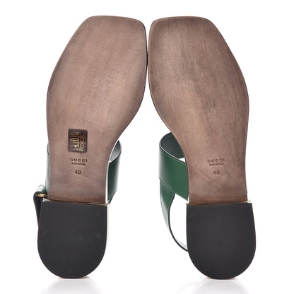 Gucci Calfskin Sandals 40 Gold Green 5 of 10