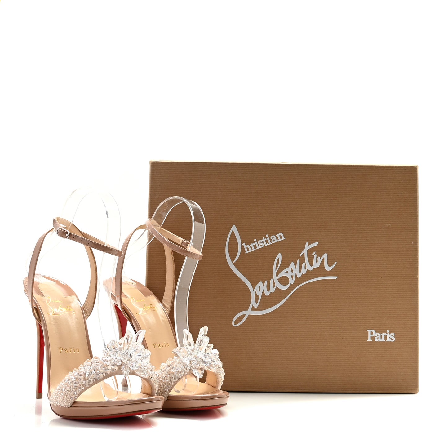 Patent Crystal Queen 120 Sandals 38.5 Nude