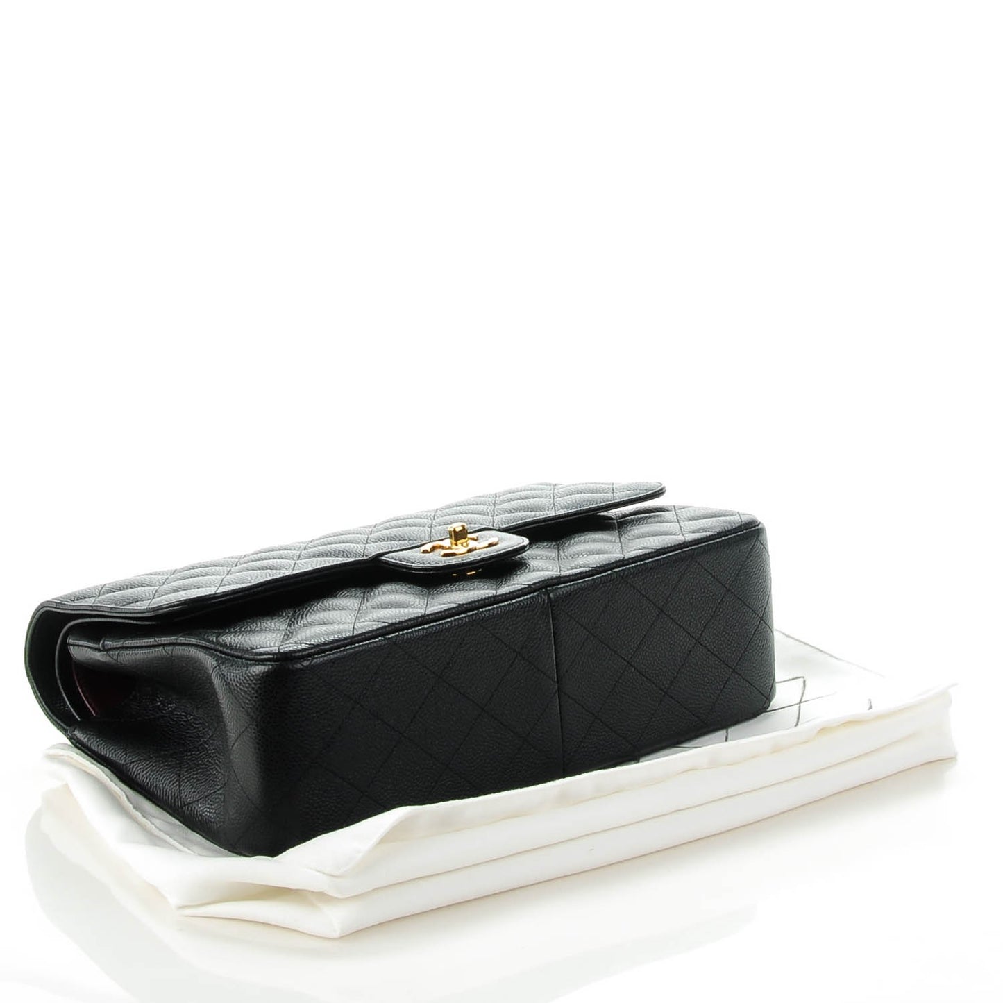 Caviar Quilted Jumbo Double Flap Black